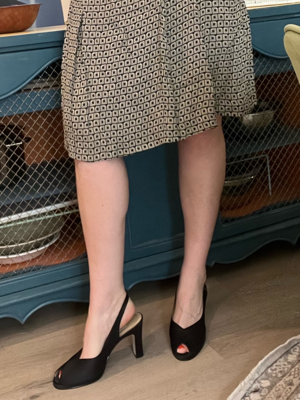 Vintage 90s satin peep toe heels